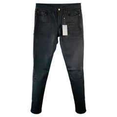 SAINT LAURENT 2020 Size 31 Black Denim Tapered Five Pockets Jeans