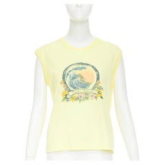 SAINT LAURENT 2020 Surfer Graphic light yellow multicolor print muscle tank top