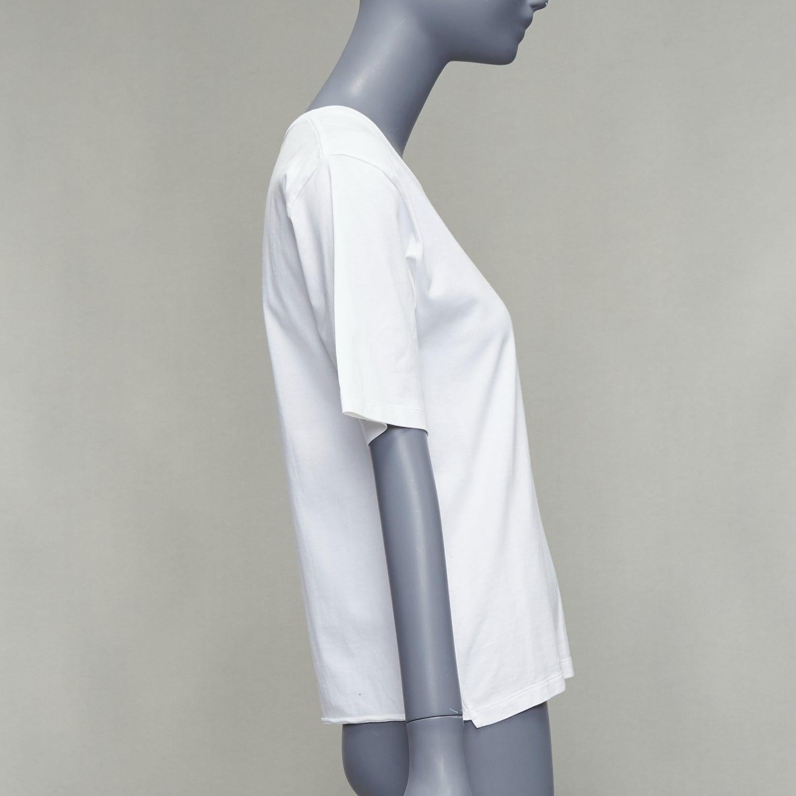 SAINT LAURENT 2020 tshirt boxy en coton blanc lavé imprimé logo vintage XS Pour femmes en vente