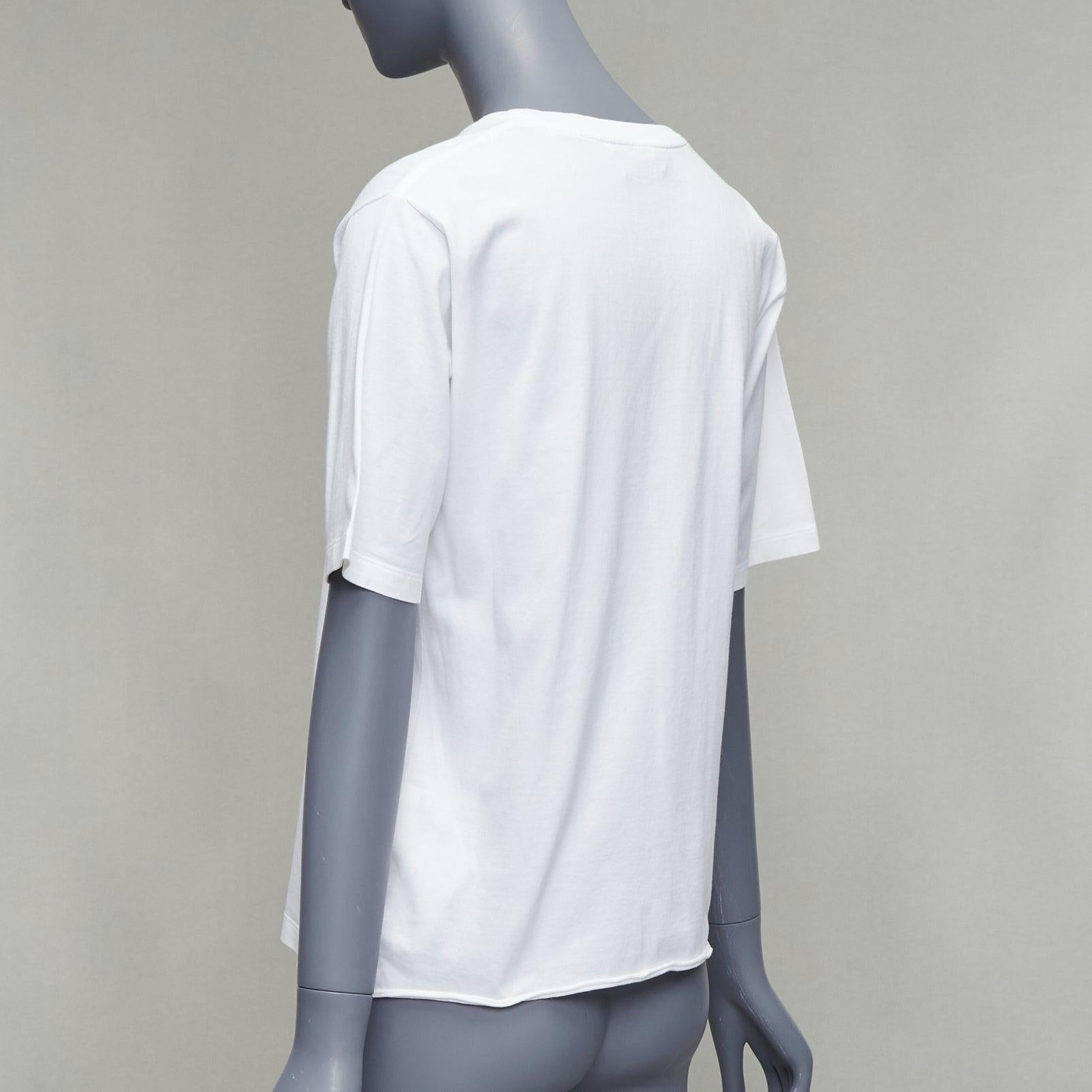 SAINT LAURENT 2020 tshirt boxy en coton blanc lavé imprimé logo vintage XS en vente 2