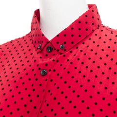 SAINT LAURENT 2021 100% silk polka dot ladybug velvet print casual shirt FR38 M