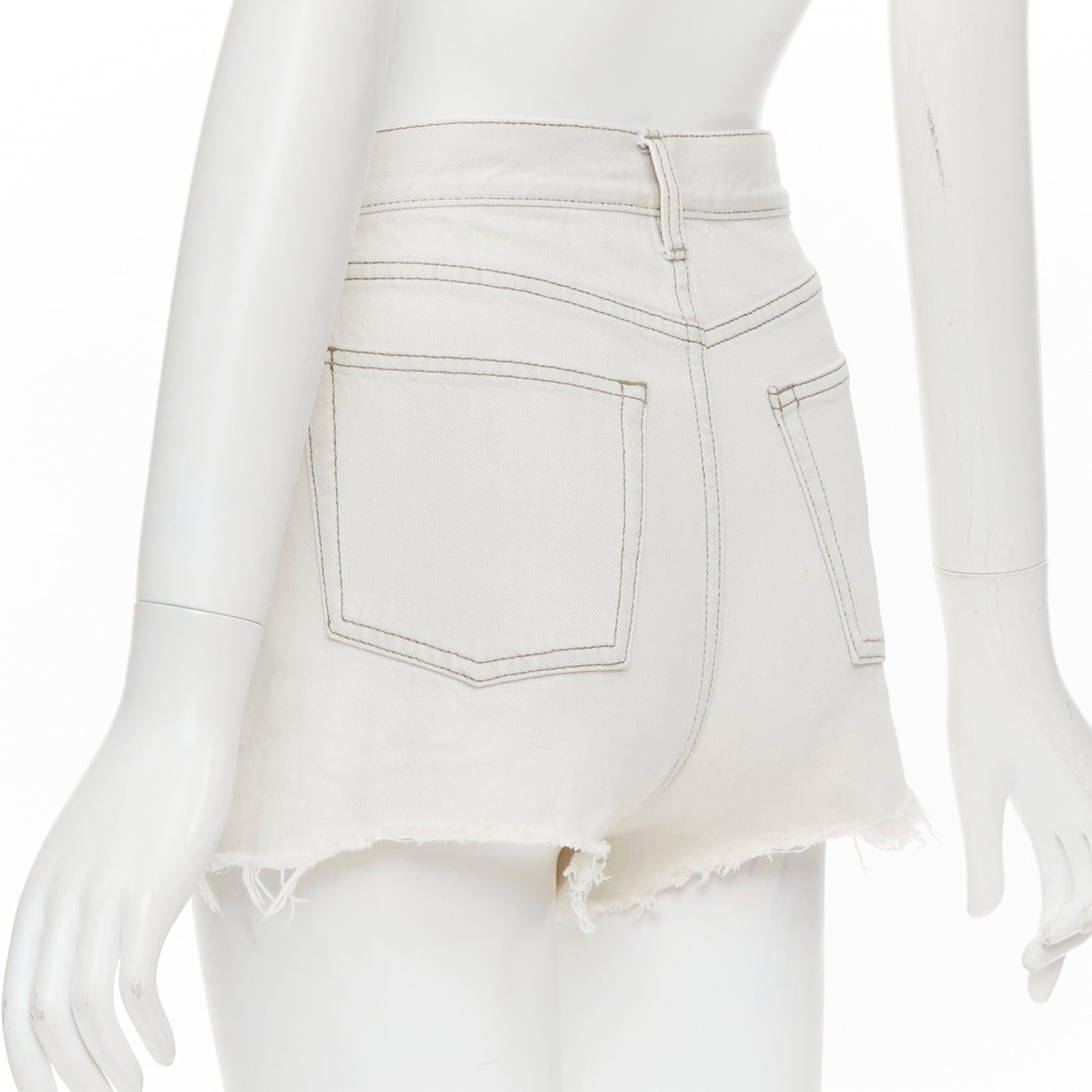 SAINT LAURENT 2021 mini shorts de algodón lavado gris claro apenado 25 en venta 2