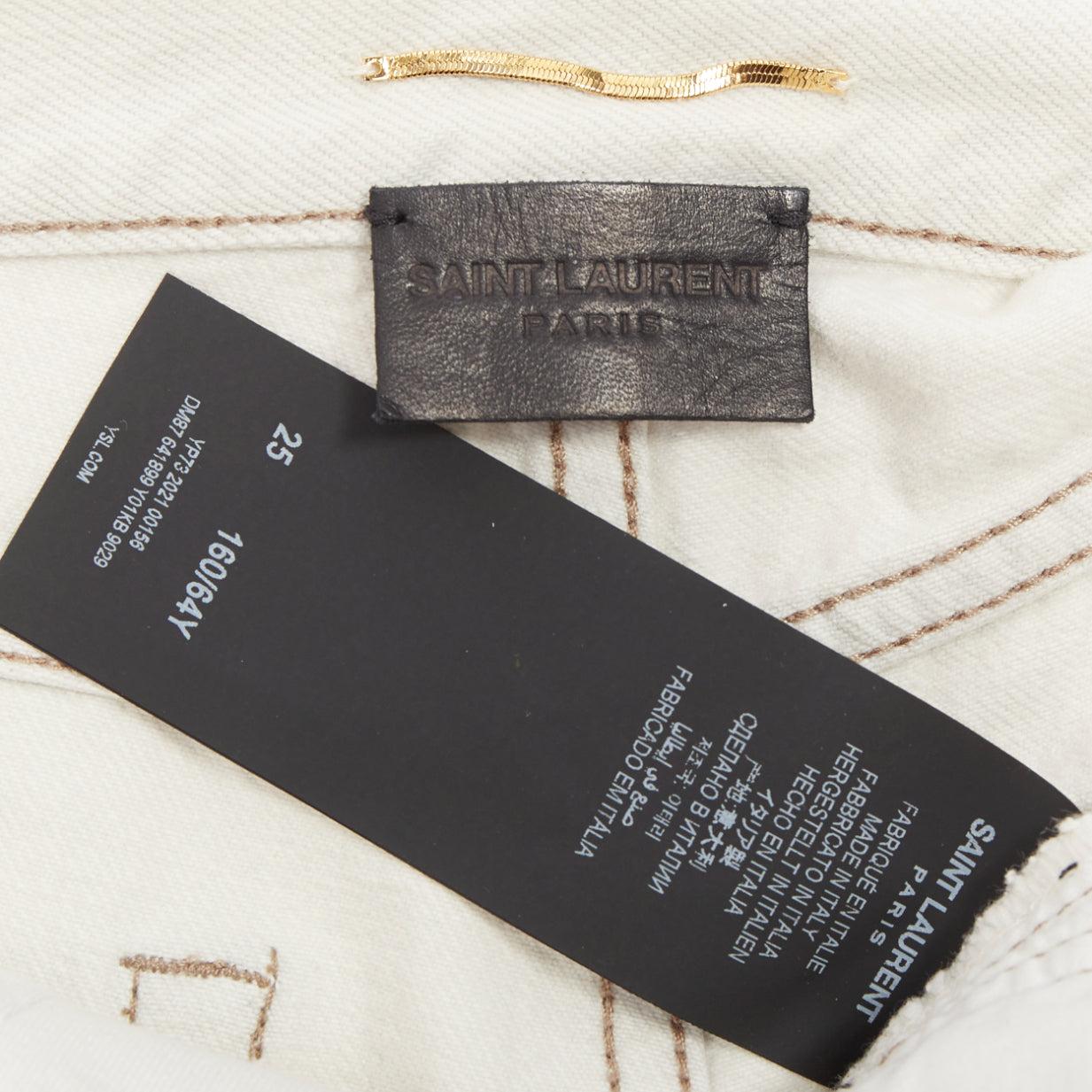 SAINT LAURENT 2021 mini shorts de algodón lavado gris claro apenado 25 en venta 4