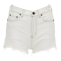 SAINT LAURENT 2021 mini shorts de algodón lavado gris claro apenado 25
