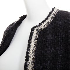 SAINT LAURENT 2021 navy wool silk tweed silver chain braided trim jacket FR38 M