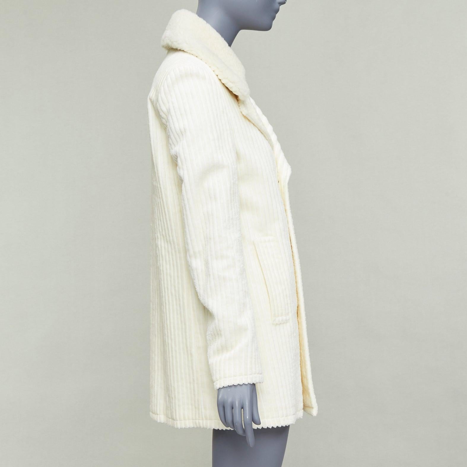SAINT LAURENT 2021 cappotto in velluto a coste di cotone con collo in shearling FR38 M. in vendita 1
