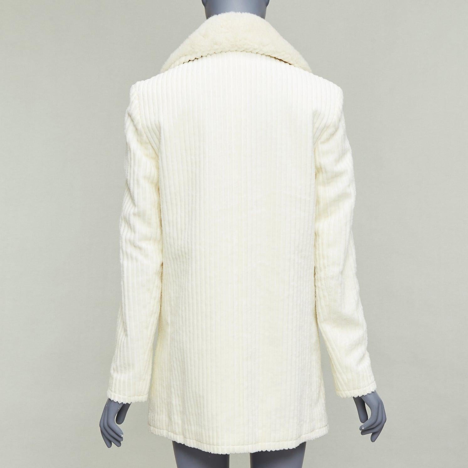 SAINT LAURENT 2021 cappotto in velluto a coste di cotone con collo in shearling FR38 M. in vendita 2