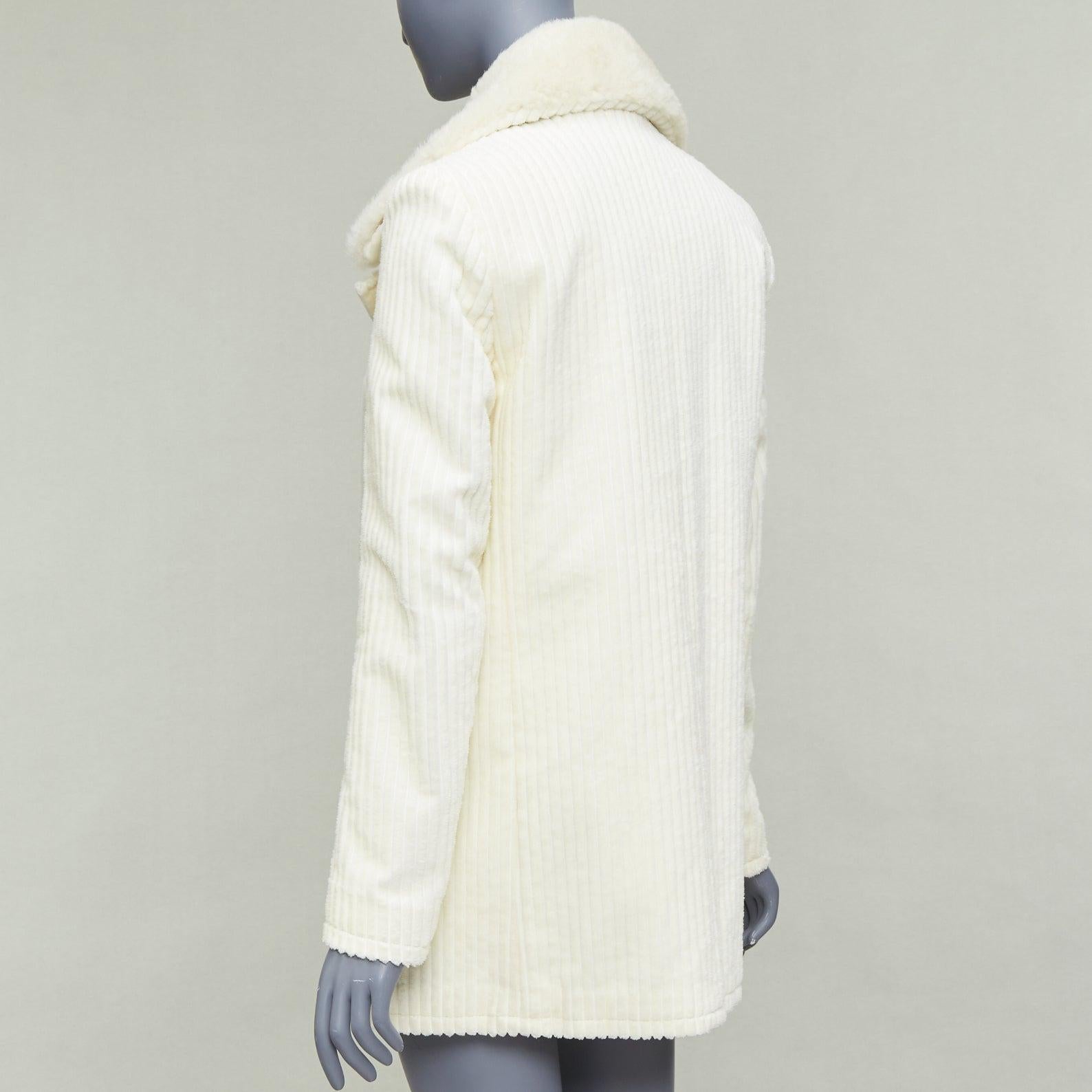 SAINT LAURENT 2021 cappotto in velluto a coste di cotone con collo in shearling FR38 M. in vendita 3