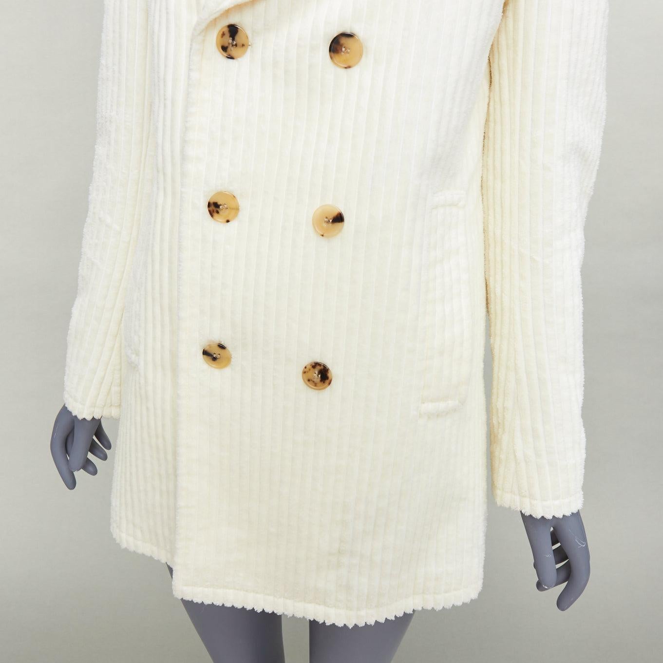 SAINT LAURENT 2021 cappotto in velluto a coste di cotone con collo in shearling FR38 M. in vendita 4