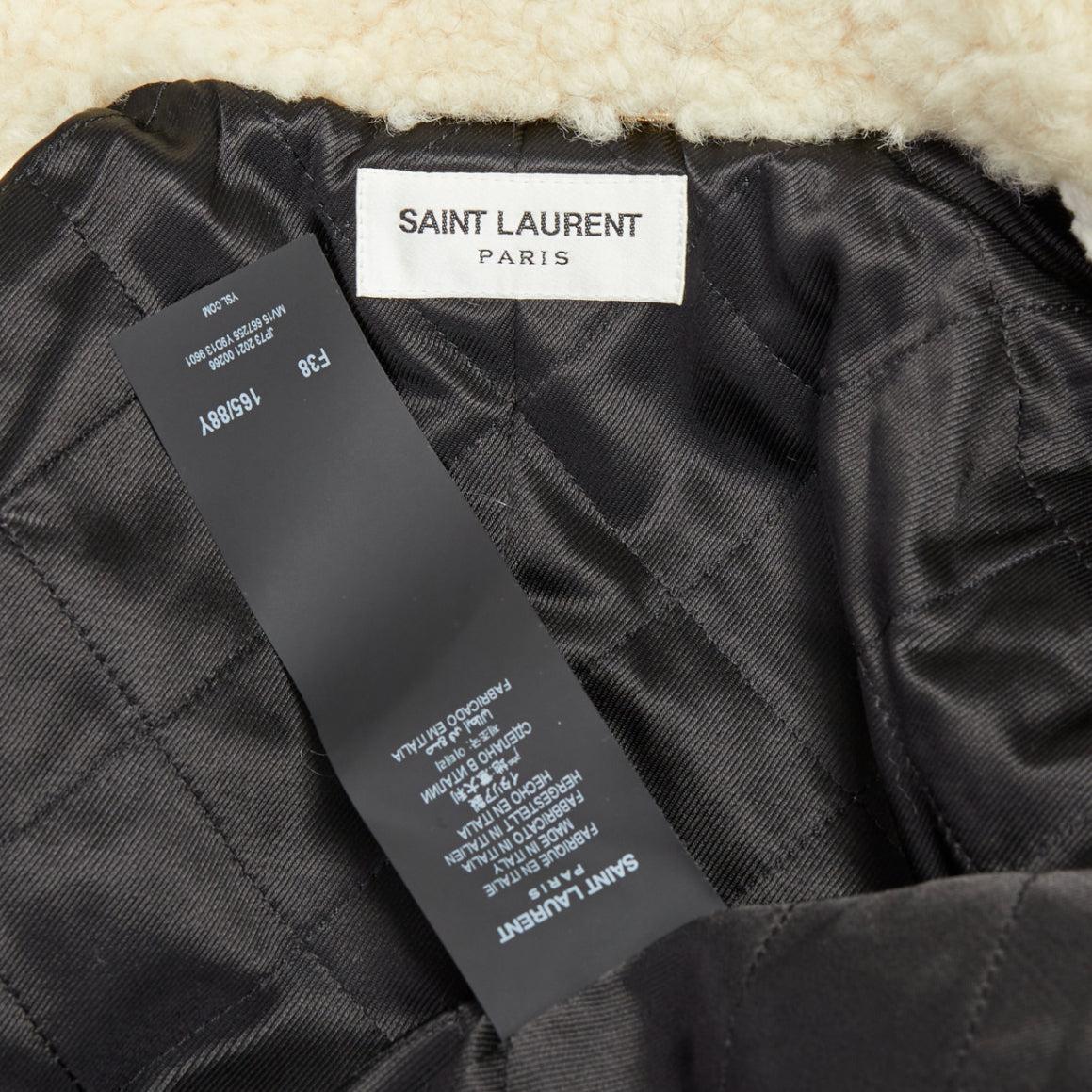 SAINT LAURENT 2021 cappotto in velluto a coste di cotone con collo in shearling FR38 M. in vendita 5