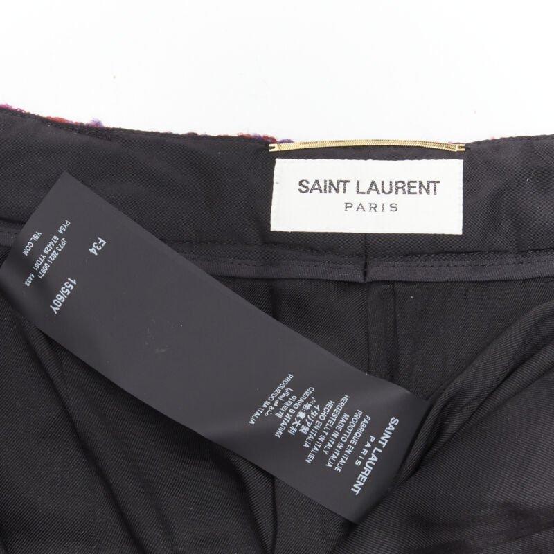 SAINT LAURENT 2021 pink red geometric tweed knee length shorts FR34 XS For Sale 6