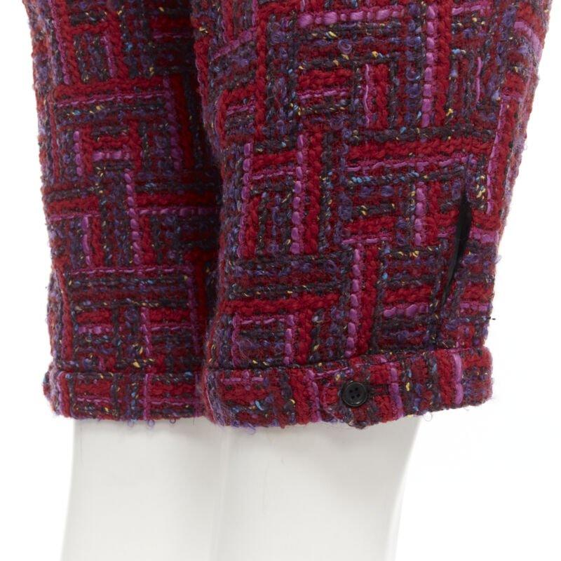 SAINT LAURENT 2021 pink red geometric tweed knee length shorts FR34 XS For Sale 4
