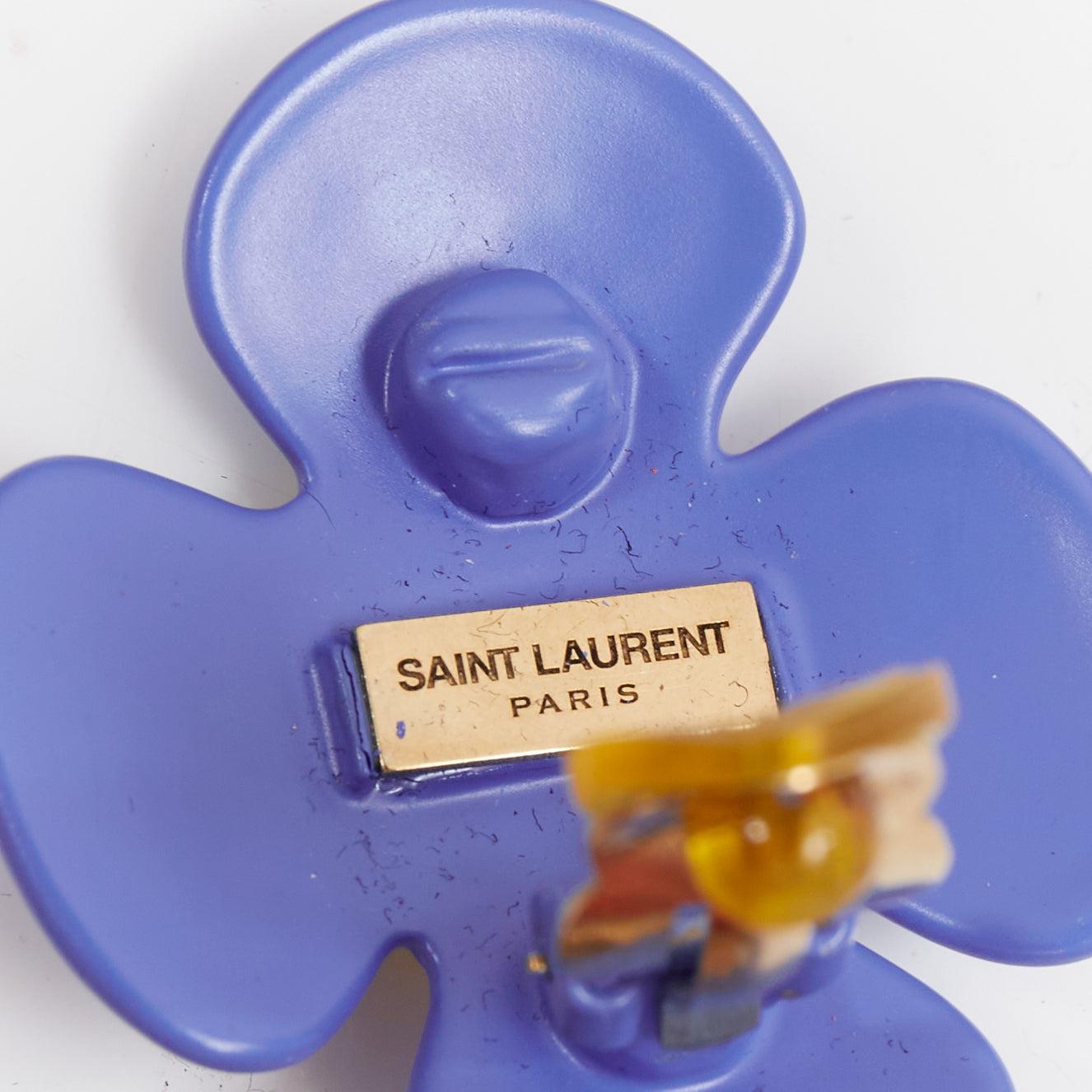 SAINT LAURENT 2021 Runway blu arancio margherita bianca pietra orecchino a clip Coppia in vendita 3