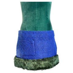 Saint Laurent 2021 Runway Tweed mini skirt with faux fur 