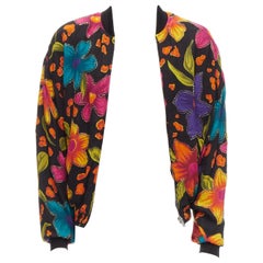 SAINT LAURENT 2021 Teddy floral crepe embellished bomber jacket FR44 XS
