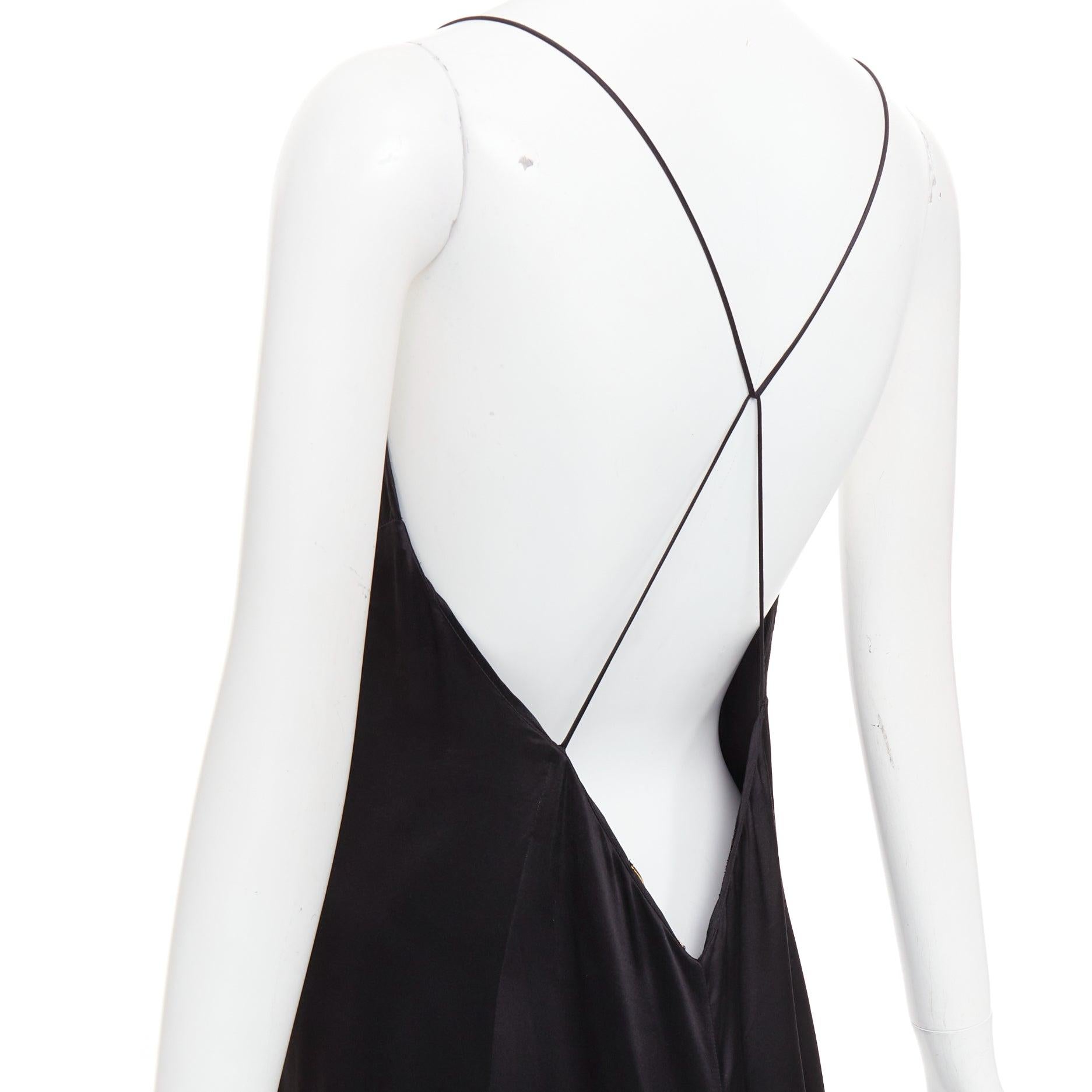 SAINT LAURENT 2022 negro 100% seda escote en V abierto en la espalda con gran abertura FR38 M Negro en venta