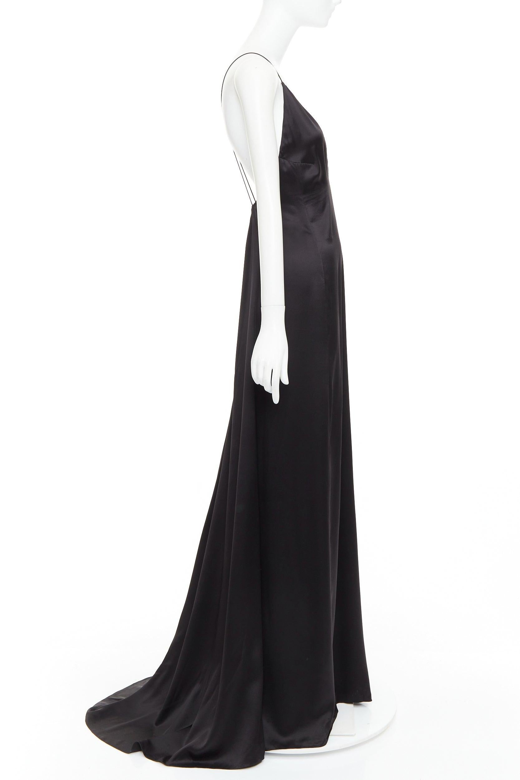 De las mujeres SAINT LAURENT 2022 negro 100% seda escote en V abierto en la espalda con gran abertura FR38 M en venta