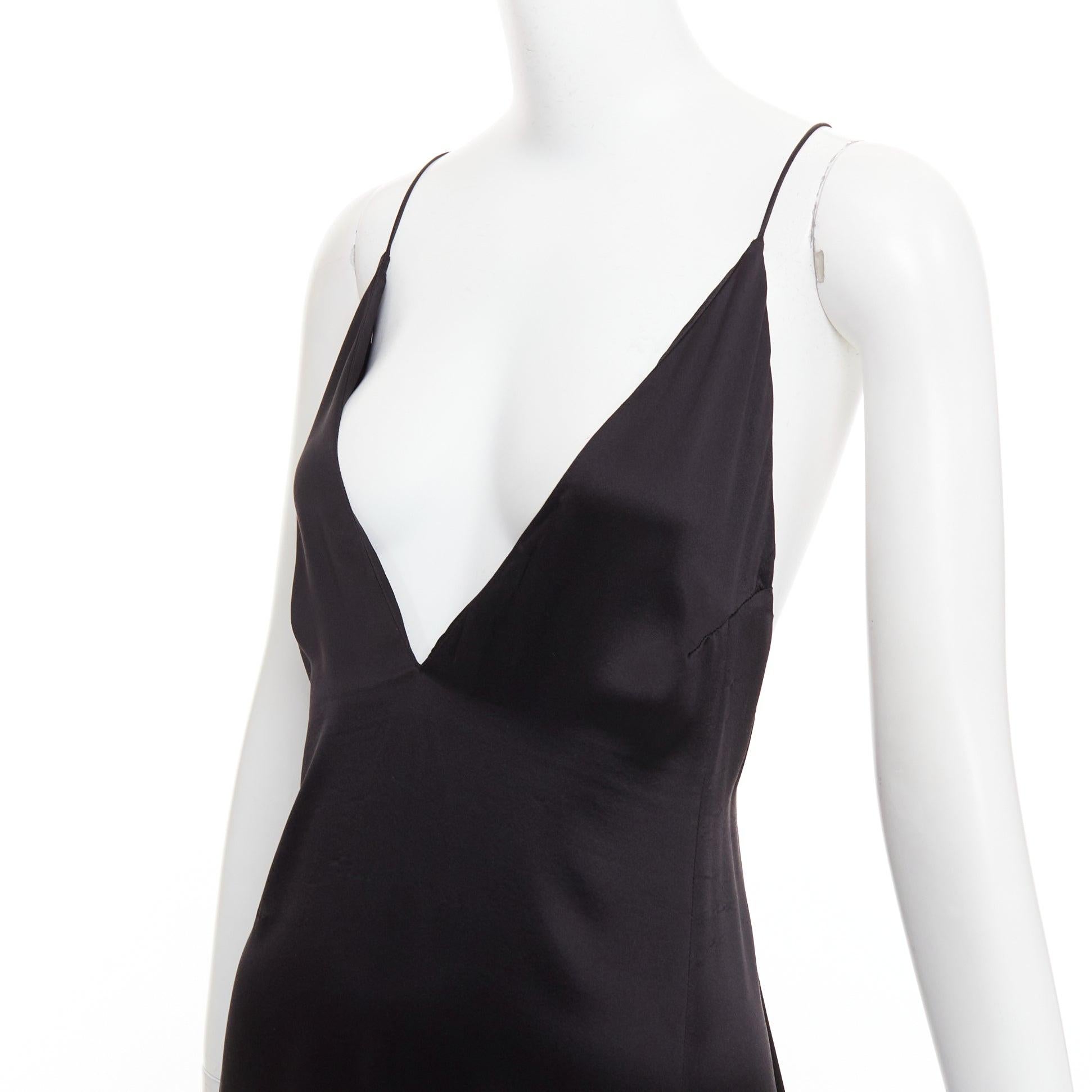 SAINT LAURENT 2022 negro 100% seda escote en V abierto en la espalda con gran abertura FR38 M en venta 3