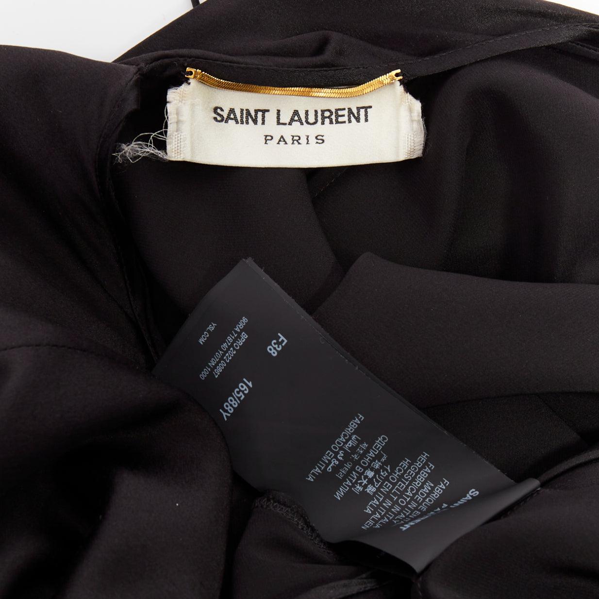 SAINT LAURENT 2022 negro 100% seda escote en V abierto en la espalda con gran abertura FR38 M en venta 4