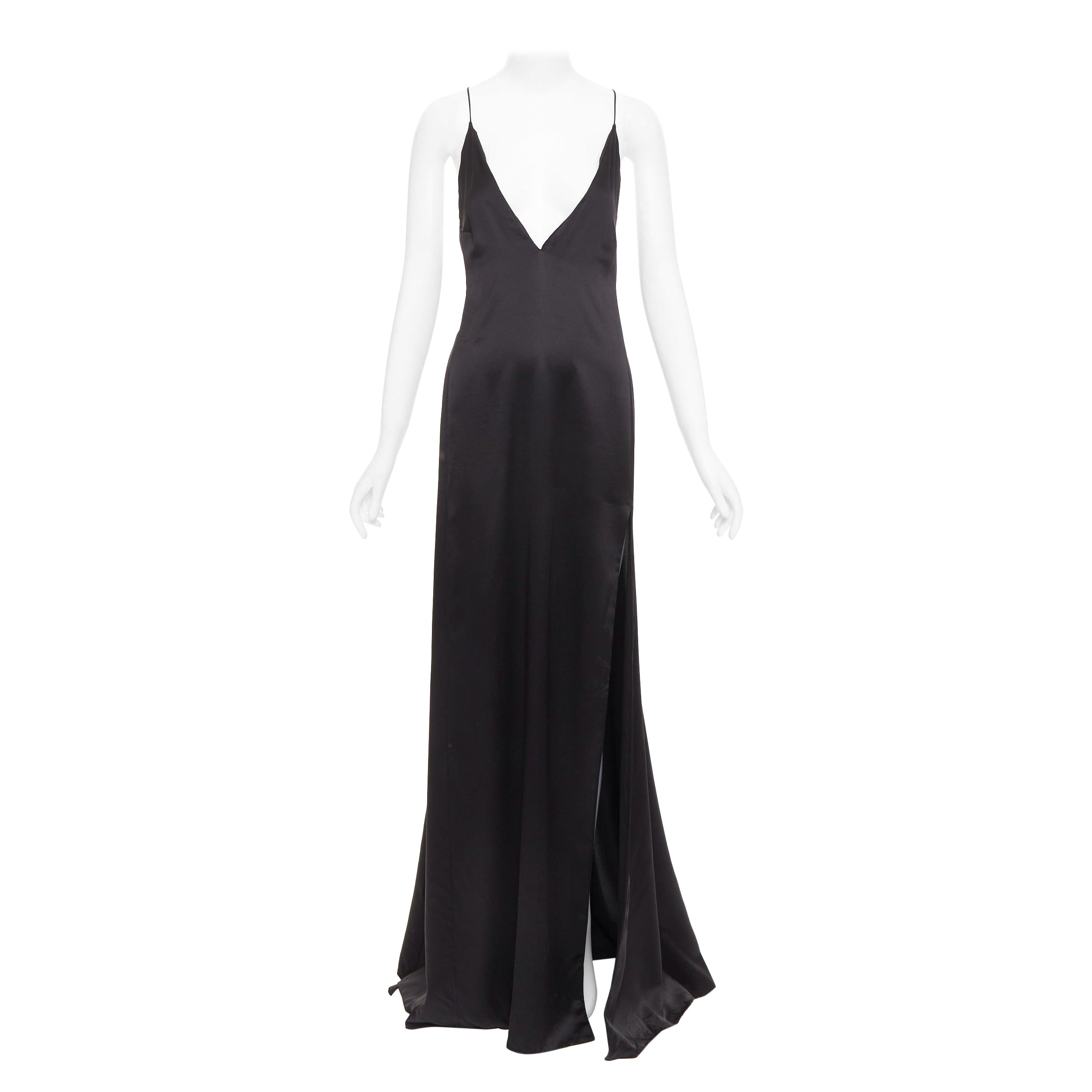 SAINT LAURENT 2022 negro 100% seda escote en V abierto en la espalda con gran abertura FR38 M en venta
