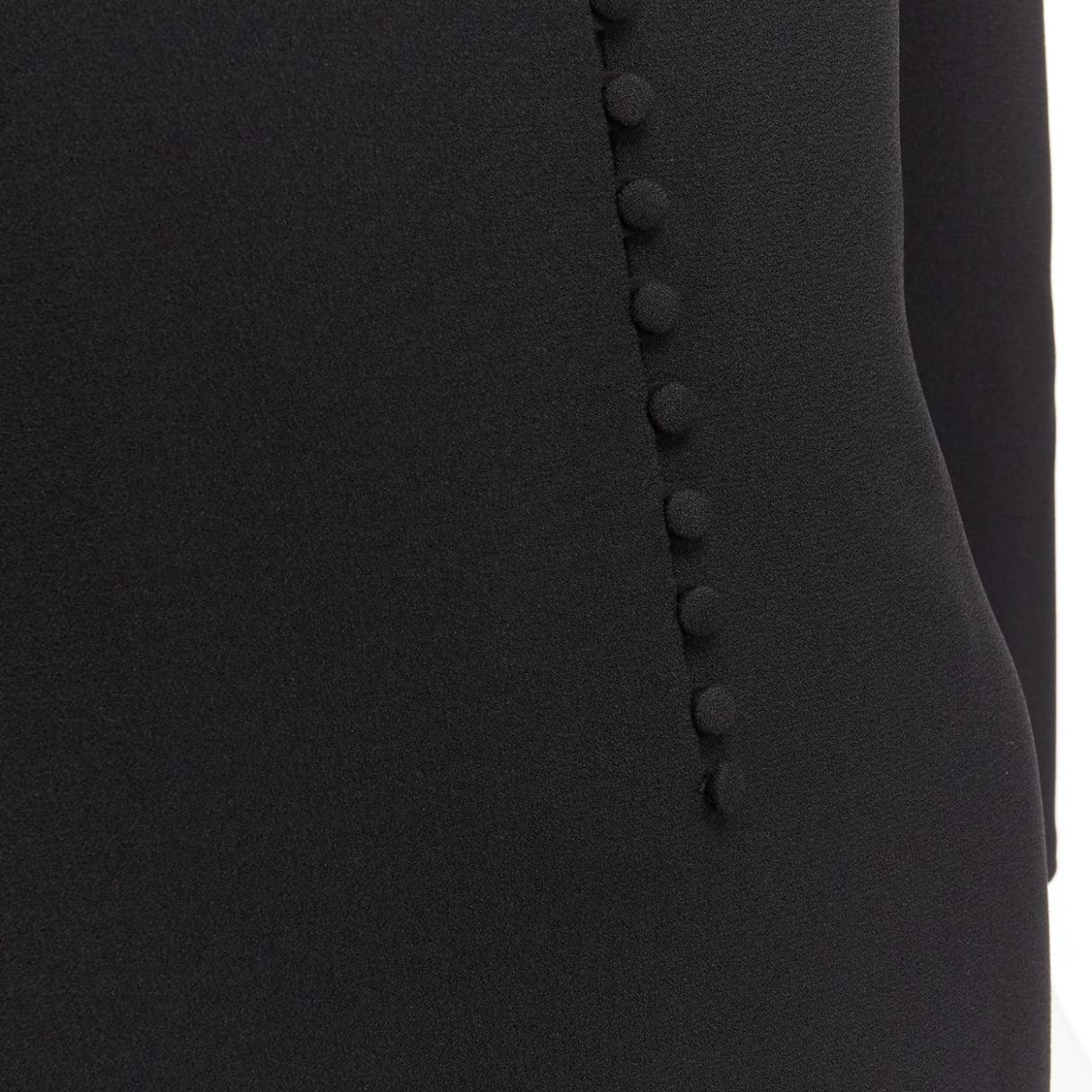 SAINT LAURENT 2022 black deep V neck wrapped buttons mini dress FR34 XS For Sale 4