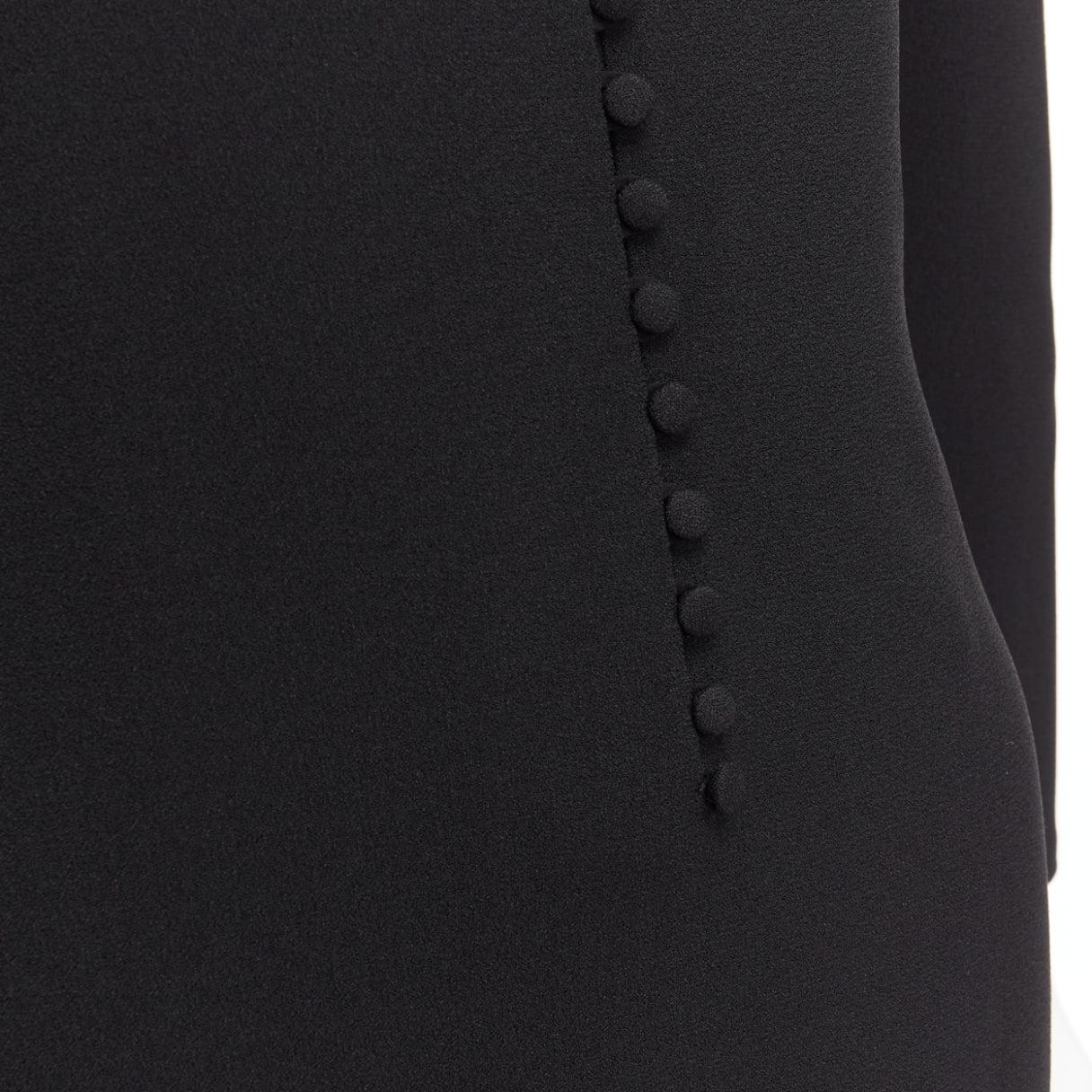 SAINT LAURENT 2022 black deep V neck wrapped buttons mini dress FR34 XS 3