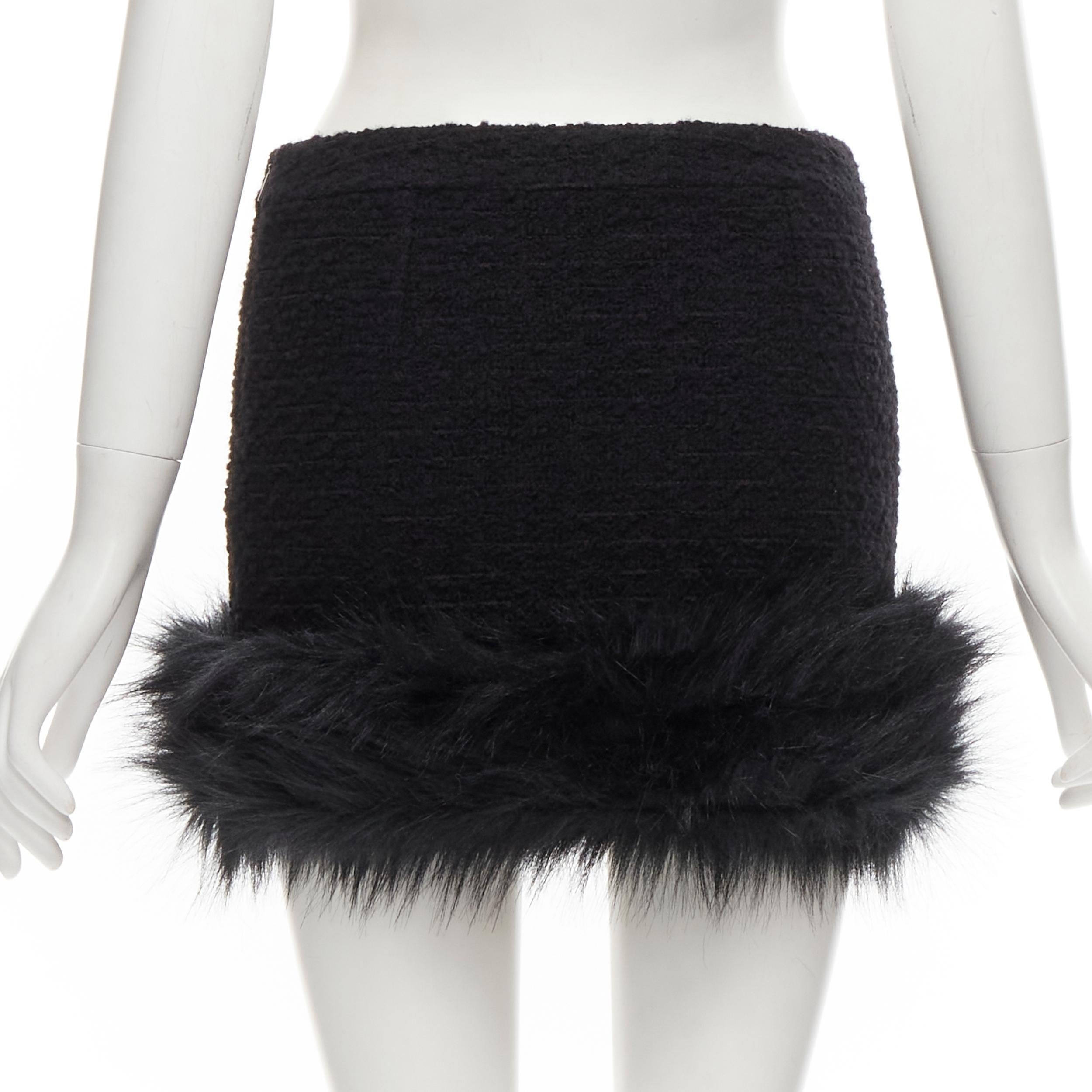 black fluffy mini skirt