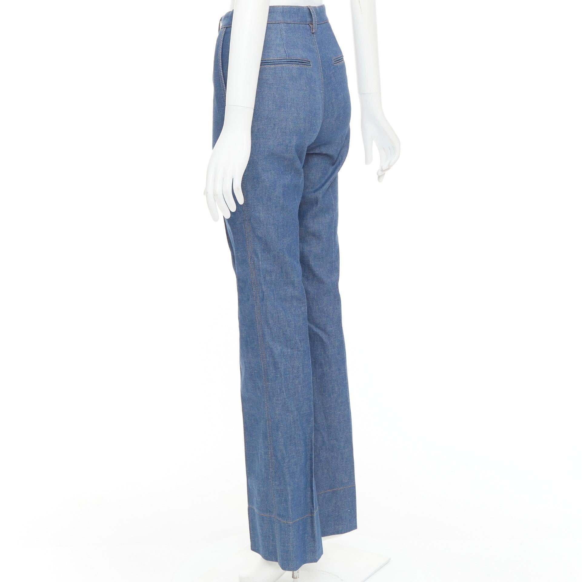 Saint Laurent 2022 jeans blu a pieghe a vita alta FR34 XS in vendita 1