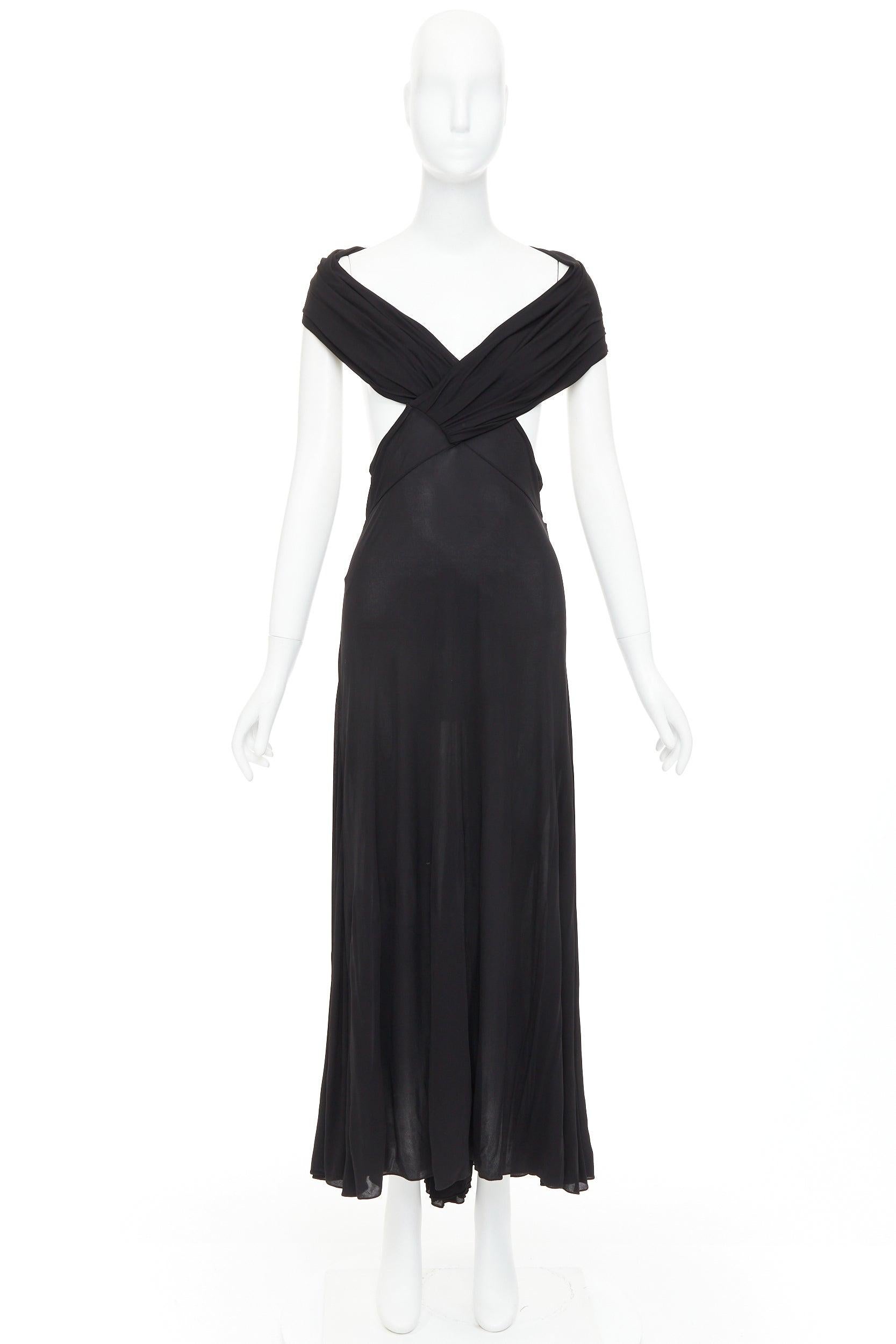 SAINT LAURENT 2022 cut out gathered off shoulder open back midi dress FR38 S en vente 6