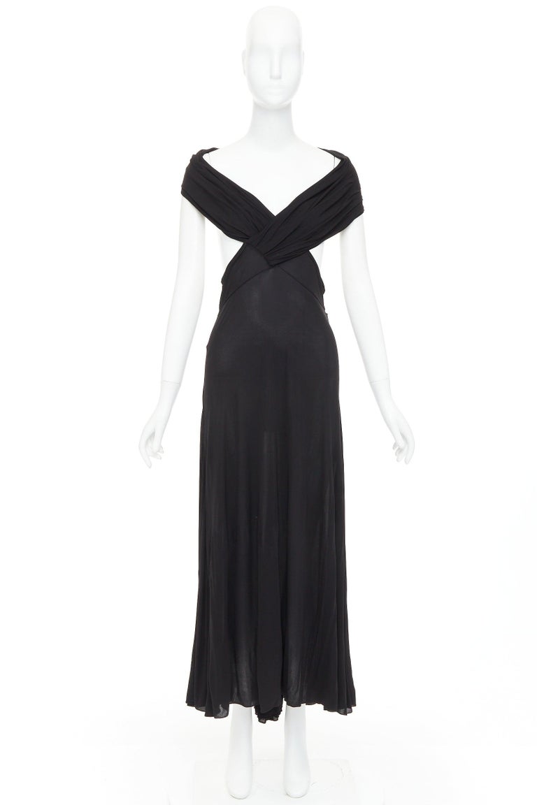 saint laurent cut out dress SAINT LAURENT Floral-Appliqu Cutout Crepe Maxi Dress
