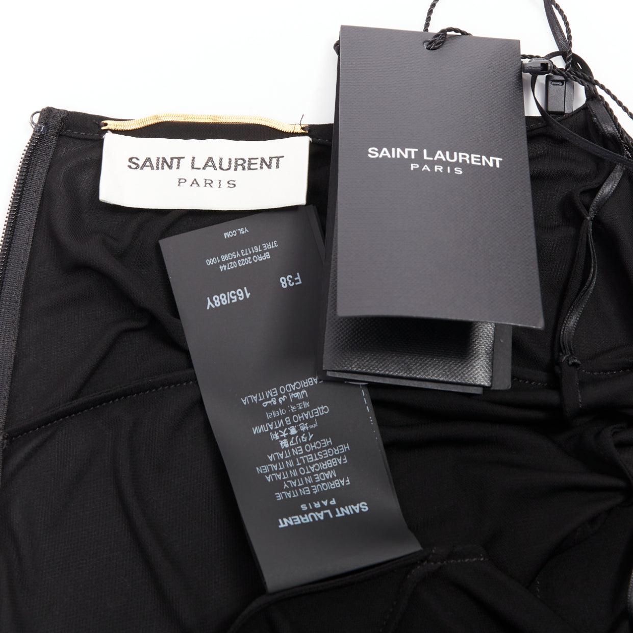 SAINT LAURENT 2022 cut out gathered off shoulder open back midi dress FR38 S en vente 5