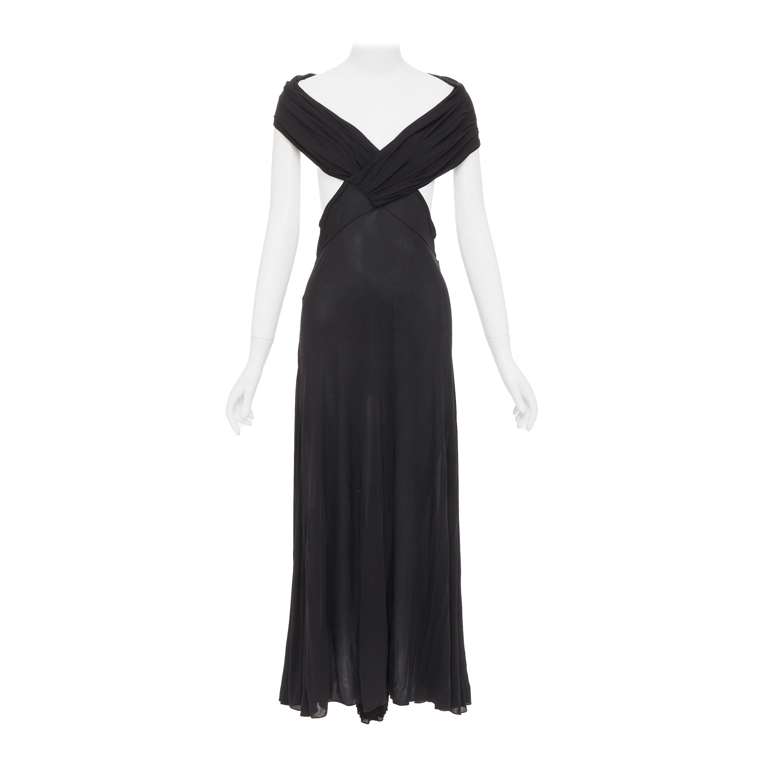 SAINT LAURENT 2022 cut out gathered off shoulder open back midi dress FR38 S