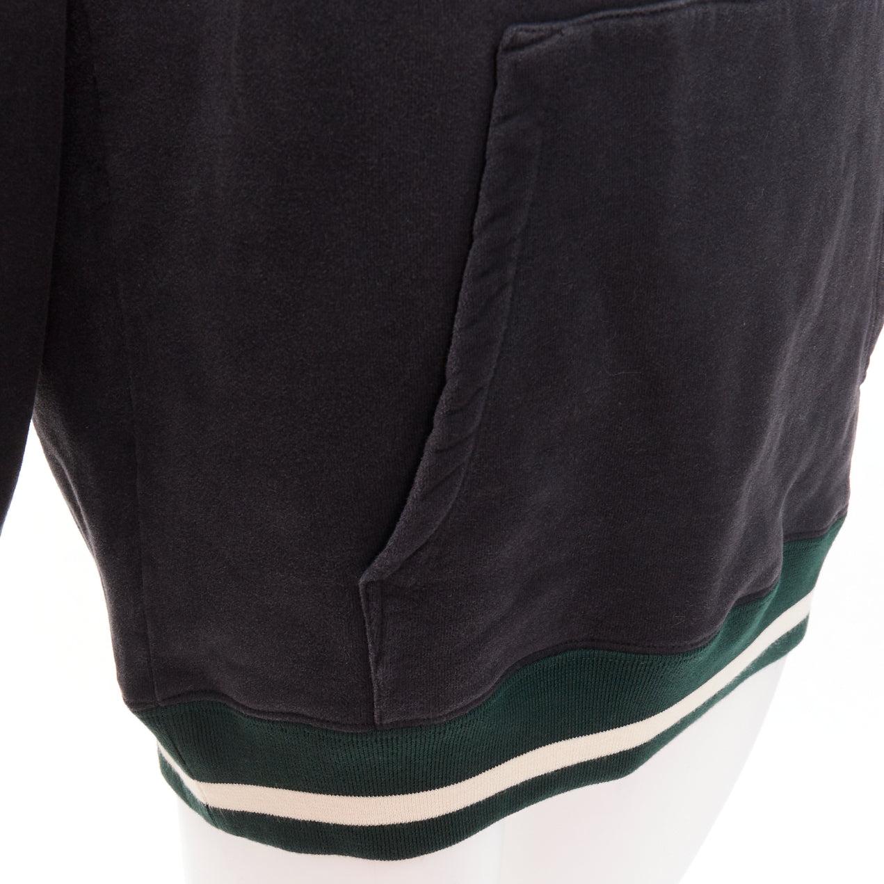 SAINT LAURENT 2022 grey washed cotton green alpaca logo patch varsity hoodie XS
Reference: AAWC/A01537
Brand: Saint Laurent
Designer: Anthony Vaccarello
Collection: 2022
Material: Cotton, Alpaca
Color: Green, Grey
Pattern: Solid
Closure: