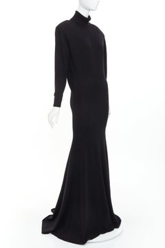 SAINT LAURENT 2022 Runway 100% cashmere knit padded shoulder maxi dress gown XS