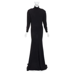 SAINT LAURENT 2022 Runway 100% cashmere knit padded shoulder maxi dress gown XS