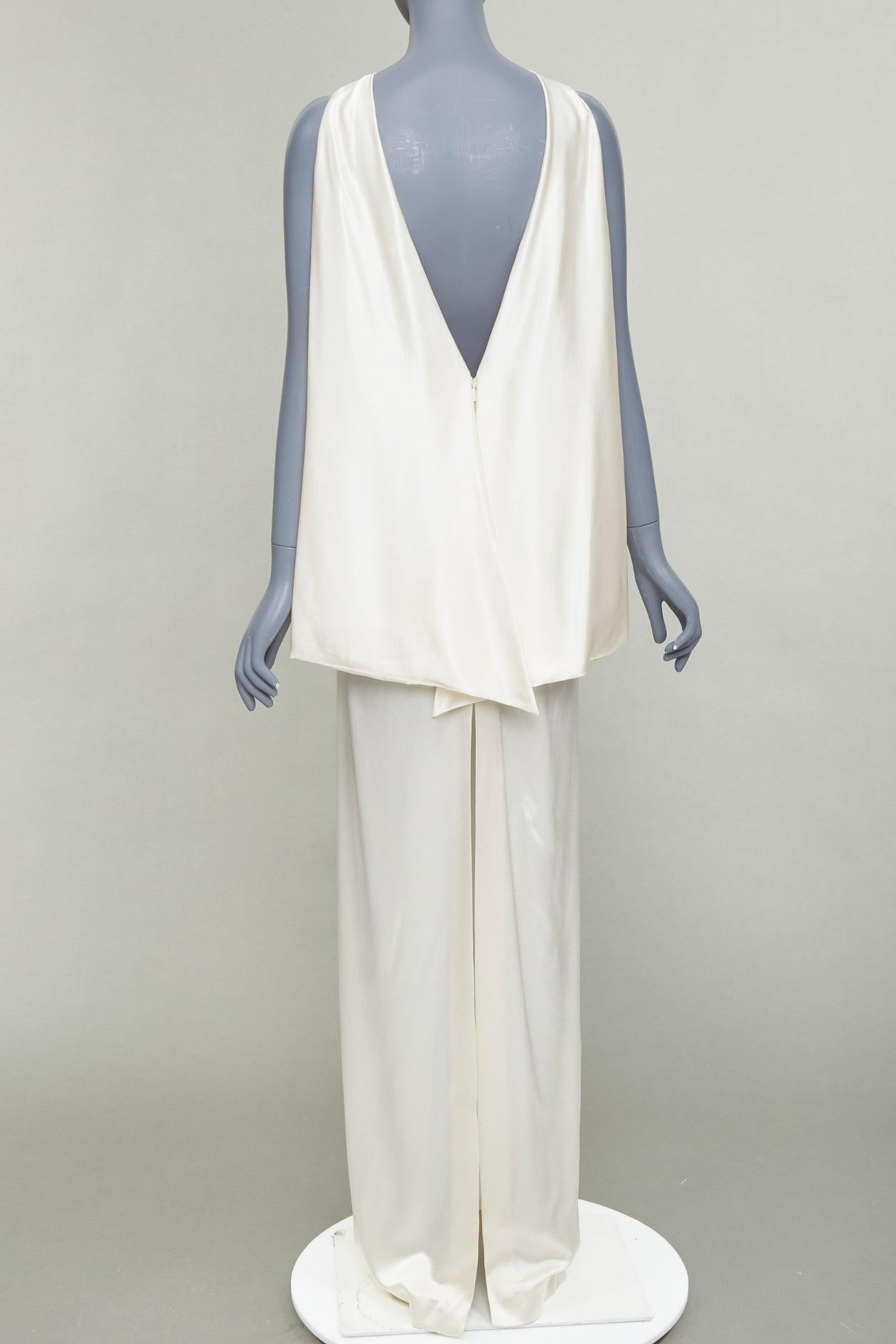 SAINT LAURENT 2022 Runway Bridal Elfenbein Satin drapiert Reich Spalte Kleid FR36 S im Angebot 2