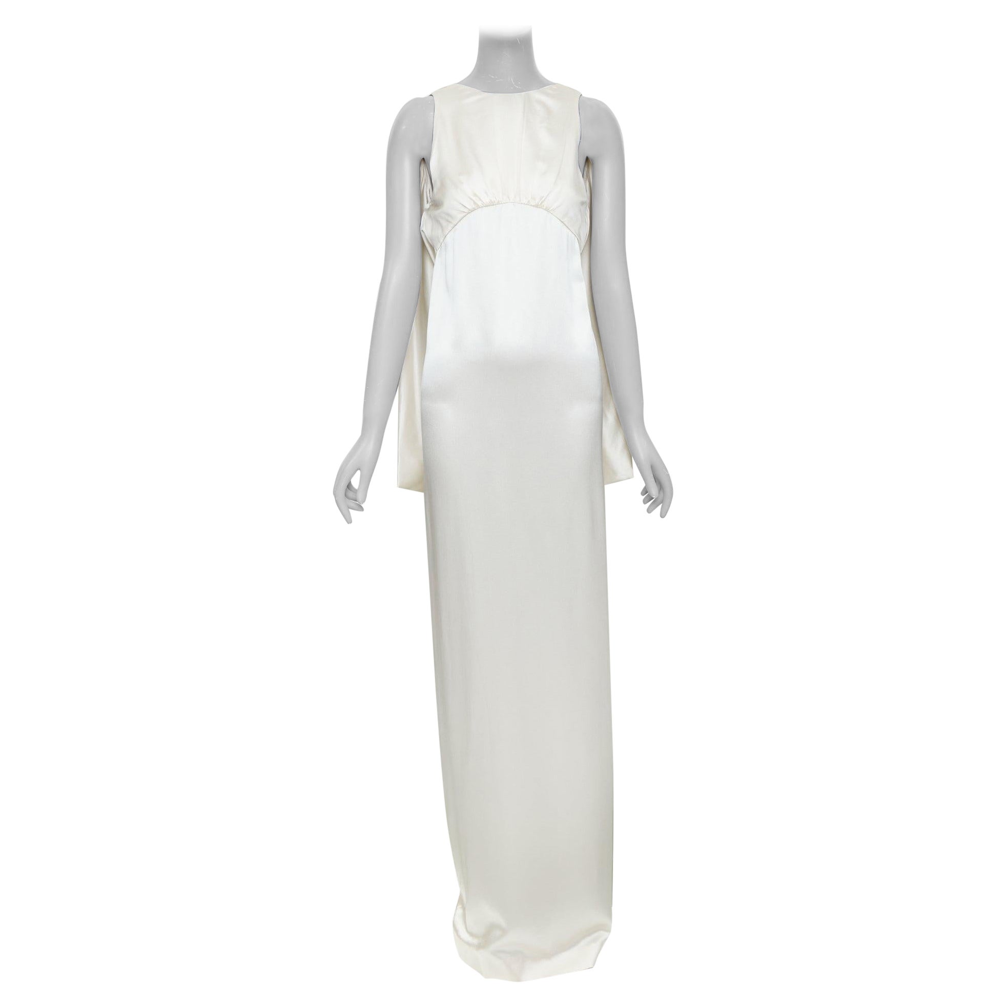 SAINT LAURENT 2022 Runway Bridal ivory satin draped empire column gown FR36 S