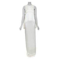 SAINT LAURENT 2022 Runway Bridal ivory satin draped empire column gown FR36 S