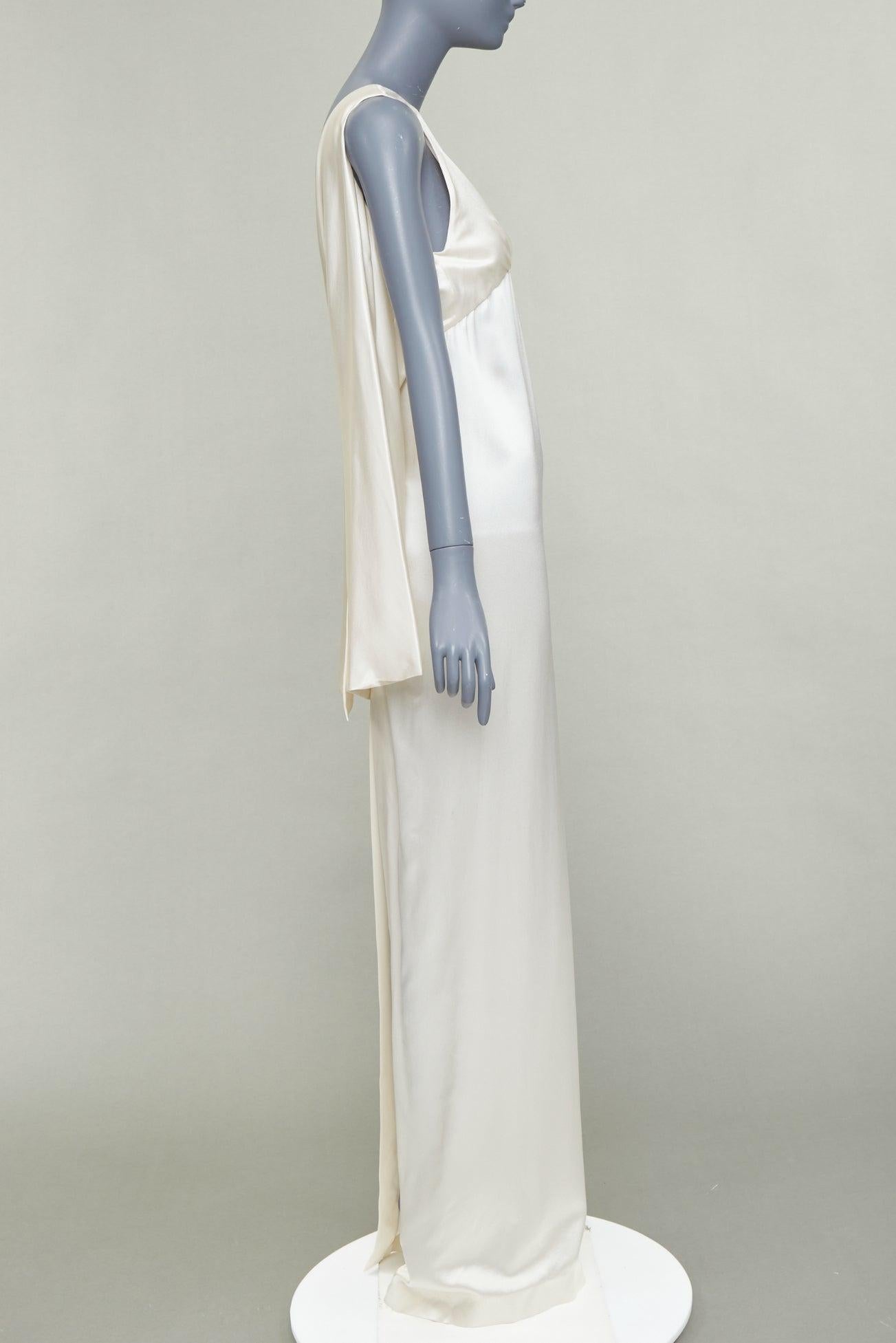 SAINT LAURENT 2022 Runway Bridal Satin drapiert zurück Reich Spalte Kleid FR34 XS im Angebot 1