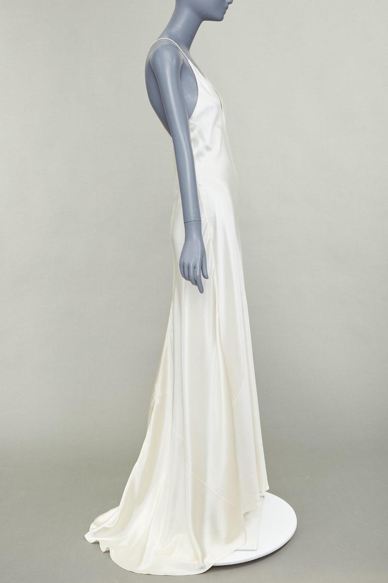 SAINT LAURENT 2022 Runway Bridal satin plunge open back bias cut