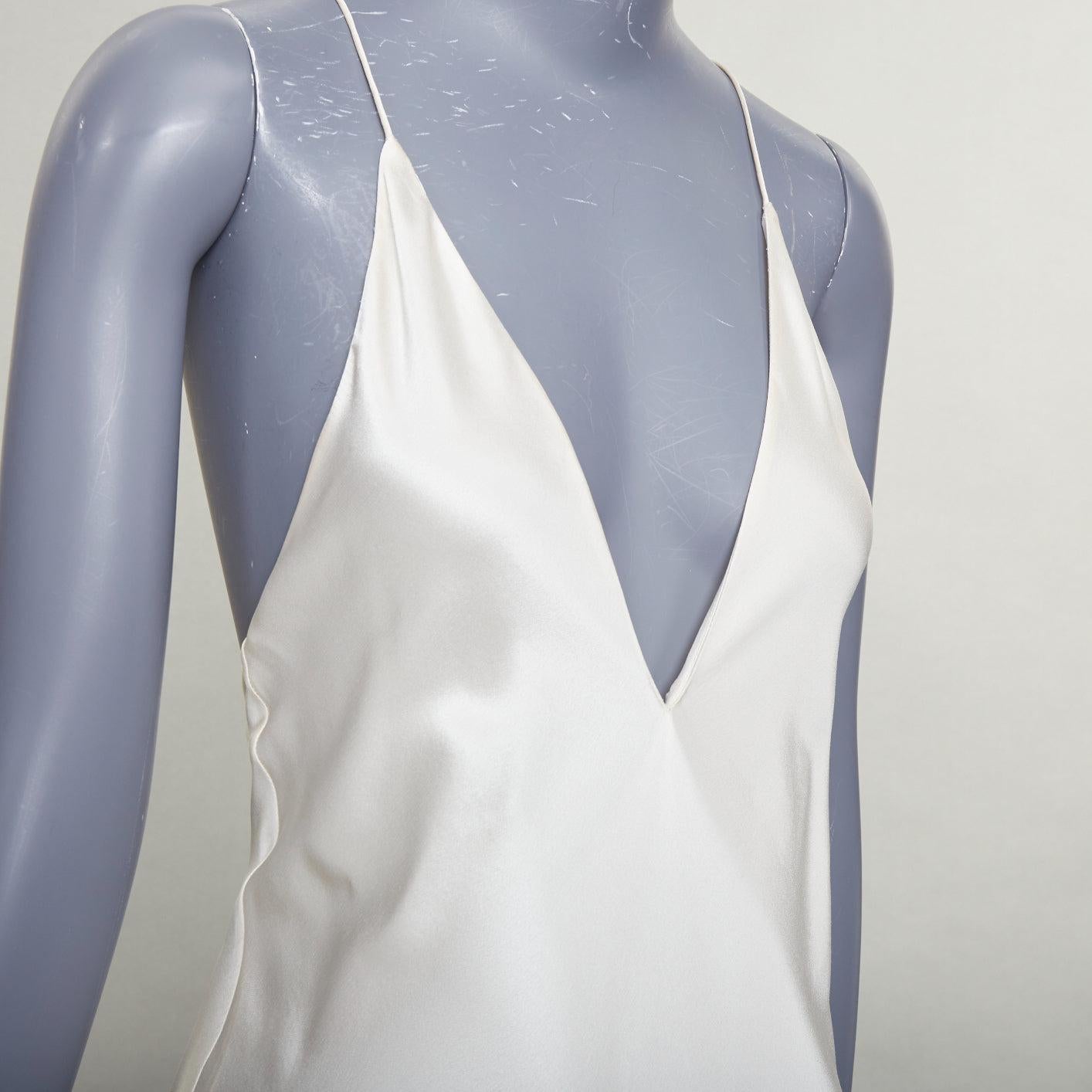 SAINT LAURENT 2022 Runway Bridal silk satin open back bias cut gown FR38 M (Grau) im Angebot