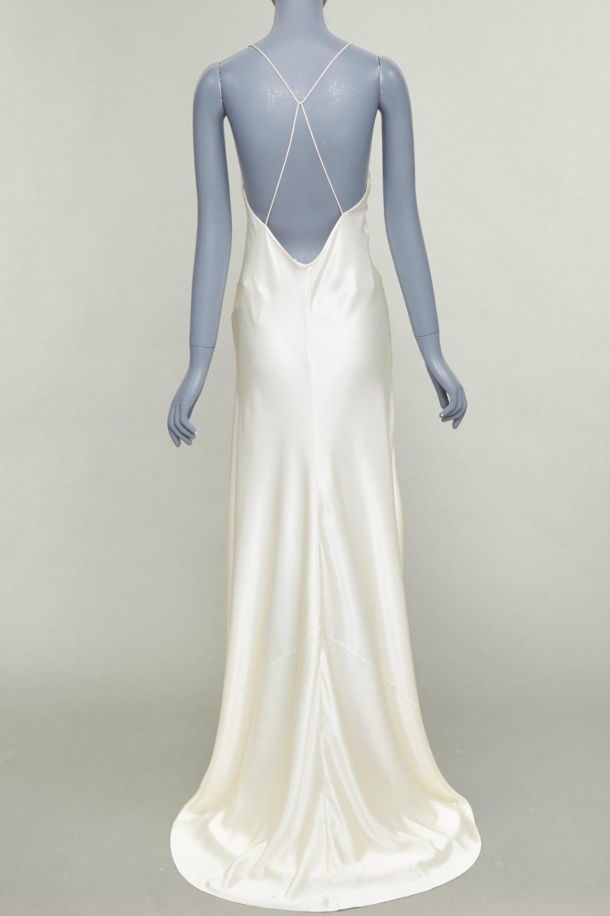 SAINT LAURENT 2022 Runway Bridal silk satin open back bias cut gown FR38 M im Angebot 2