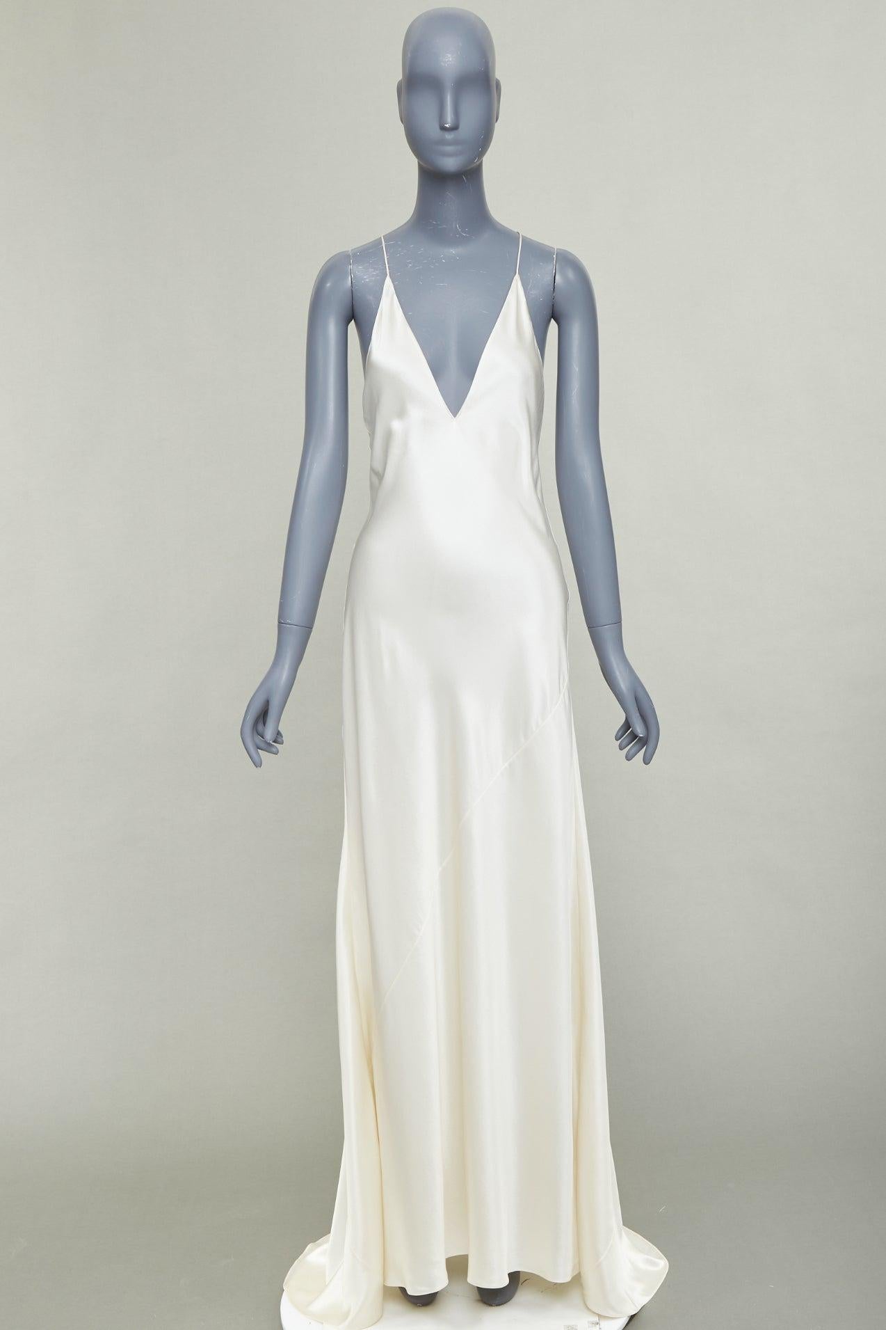 SAINT LAURENT 2022 Runway Bridal silk satin open back bias cut gown FR38 M im Angebot 5