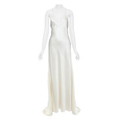 SAINT LAURENT 2022 Runway Bridal silk satin open back bias cut gown FR38 M