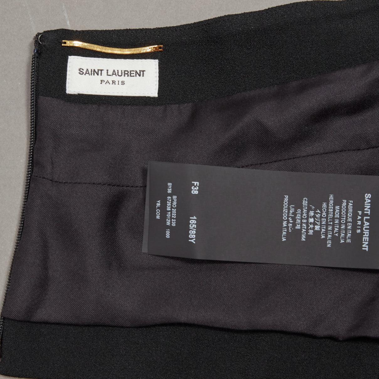 SAINT LAURENT 2022 Runway cream silk halter collar bow black cropped top FR38 M For Sale 5