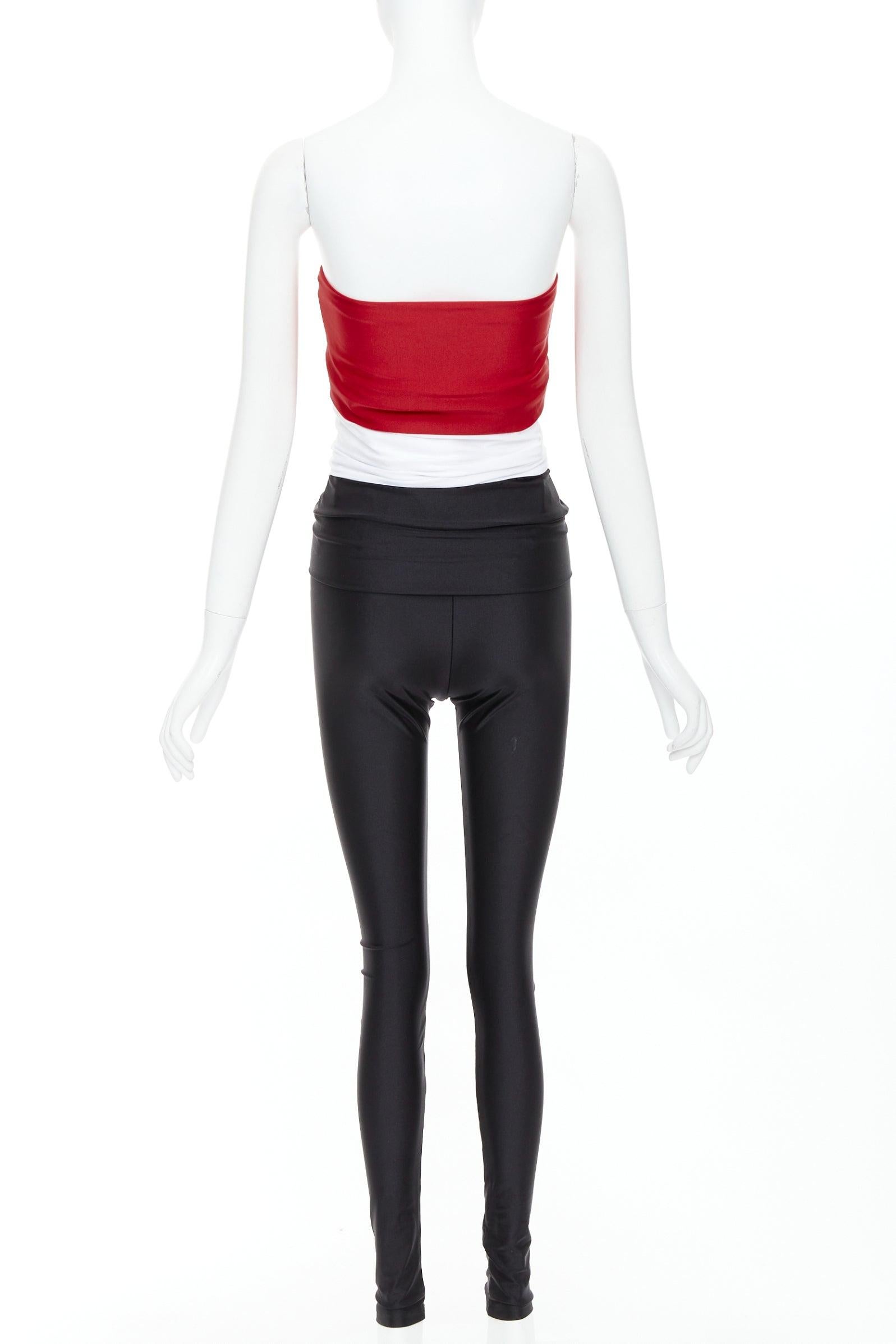 Saint Laurent 2022 Runway cutout bandeau rouge noir logo YSL catsuit Sz.2 S Pour femmes en vente