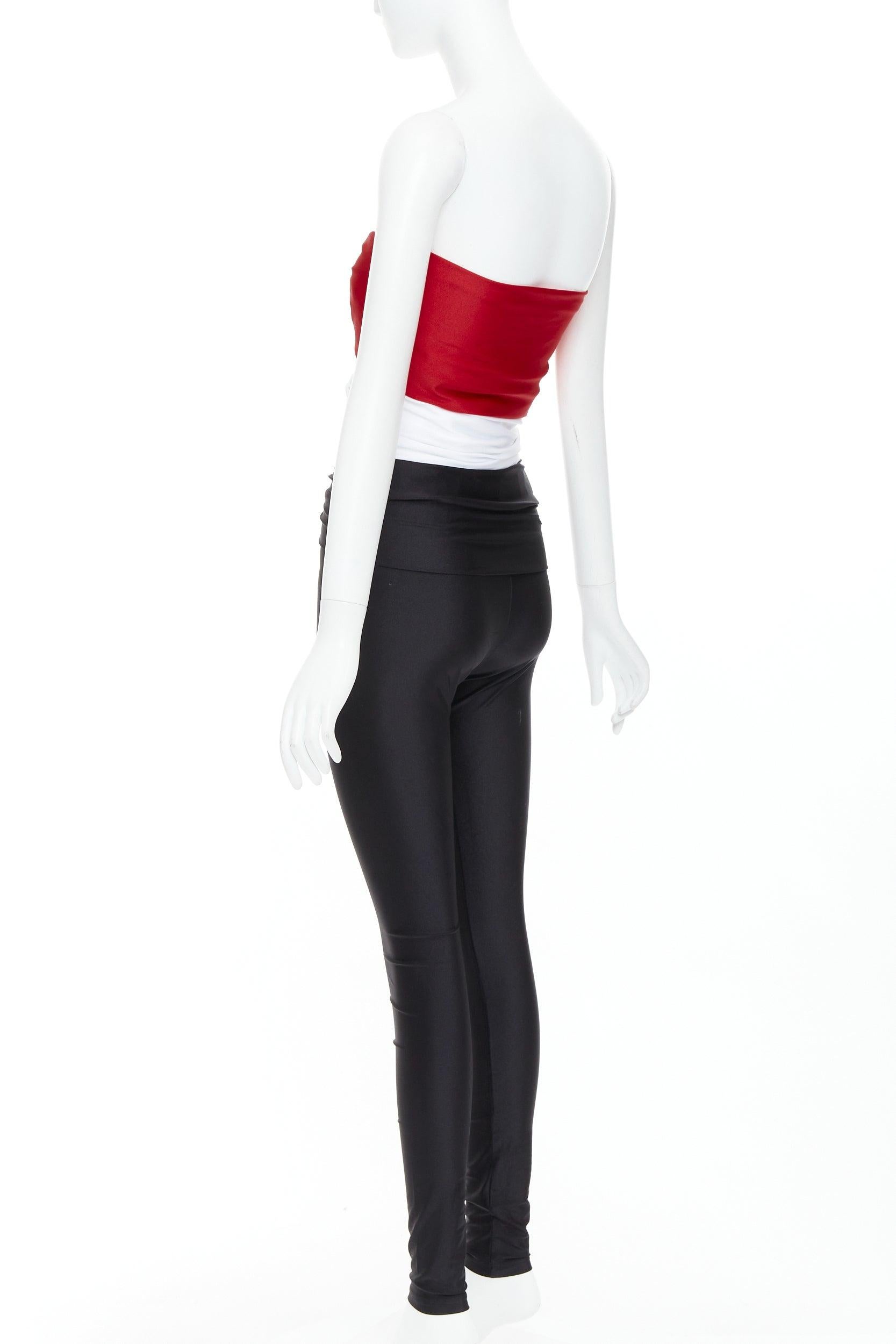 Saint Laurent 2022 Runway cutout bandeau rouge noir logo YSL catsuit Sz.2 S en vente 1