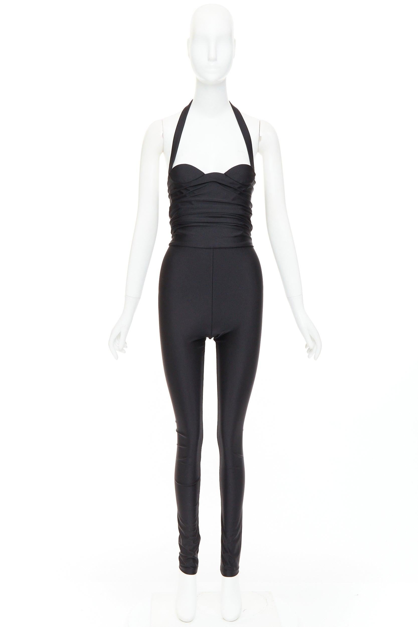 SAINT LAURENT 2022 Runway halter sweetheart ruched bodice catsuit bodysuit Sz 2 en venta 6