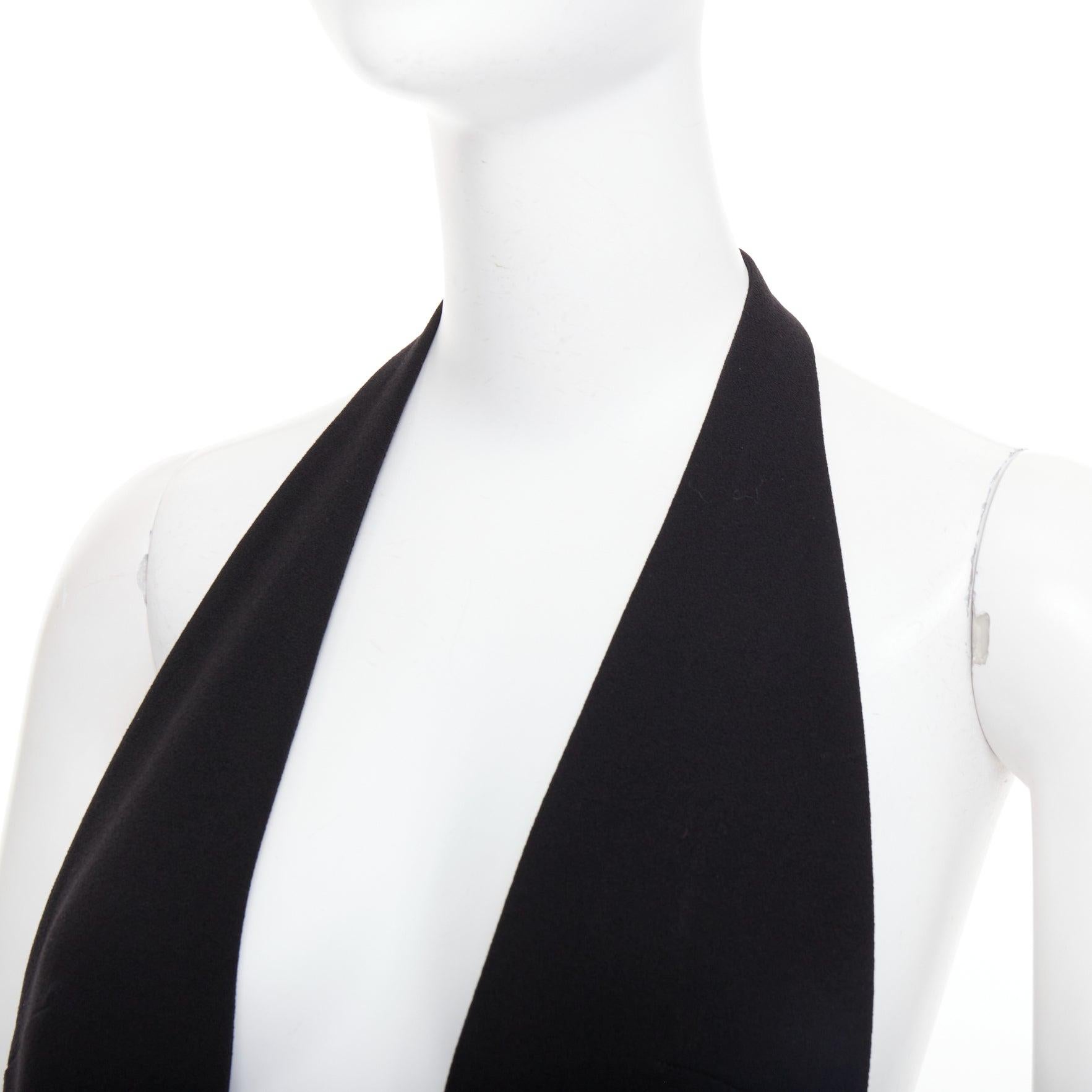 SAINT LAURENT 2022 Runway Kleid aus Wolle mit tiefem Ausschnitt und Kristallbrosche FR40 L im Angebot 3