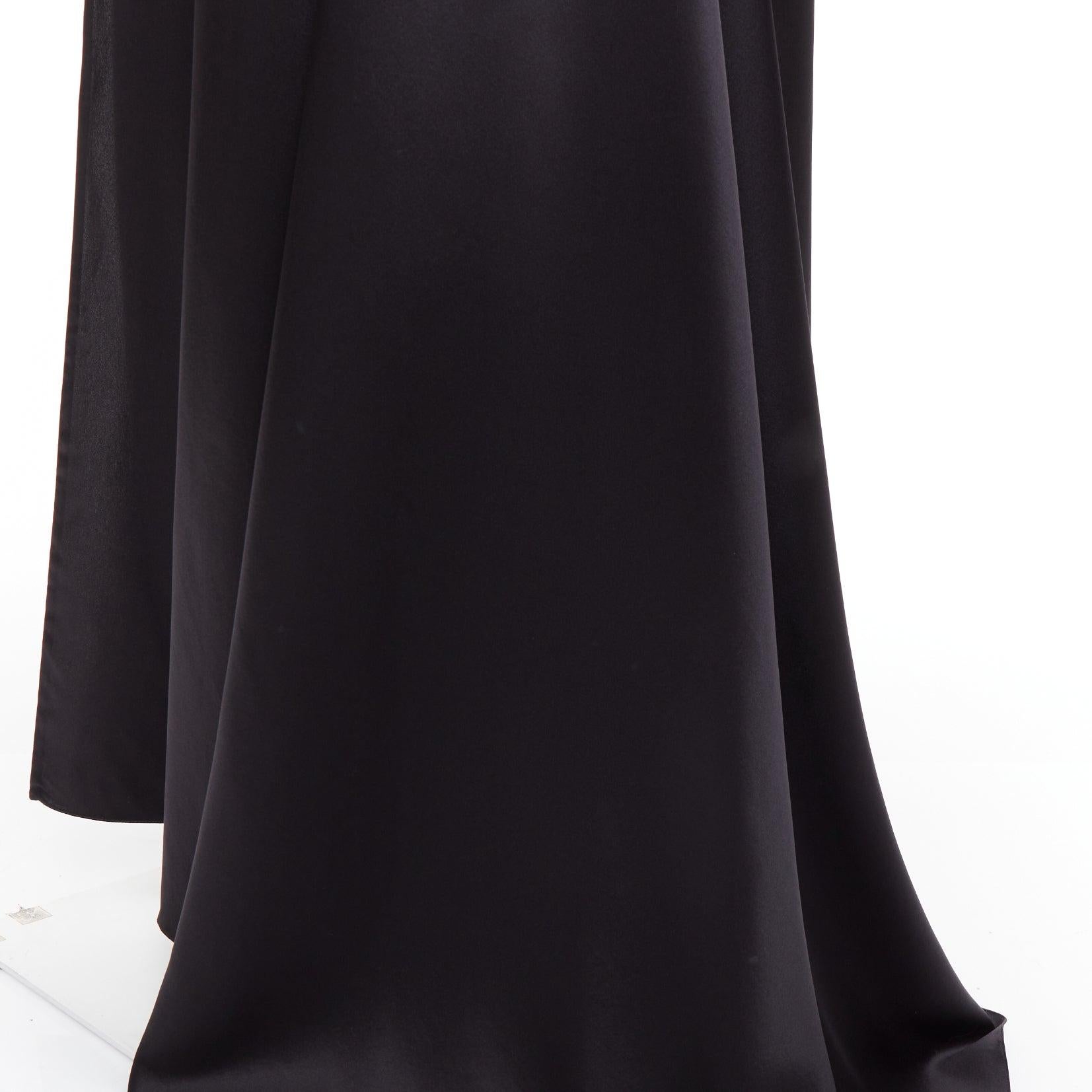 SAINT LAURENT 2022 Runway plunge neck dipped back high slit slip gown FR38 M en vente 2